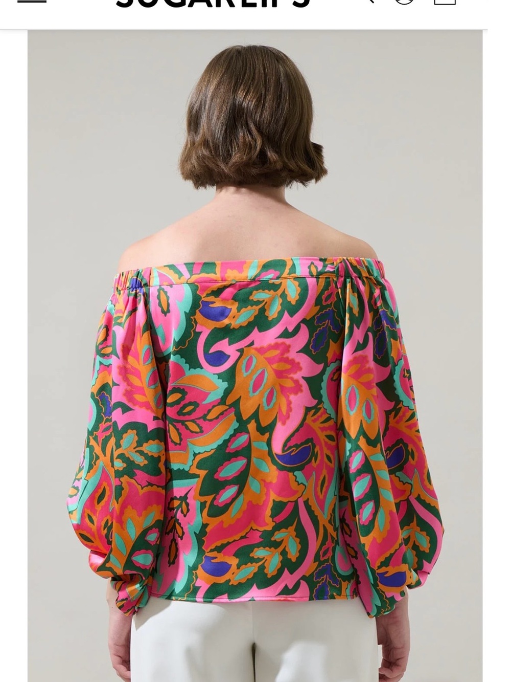 Women’s Sugarlips Floral Off-Shoulder Blouse with Balloon Sleeve - Picture 6 of 6